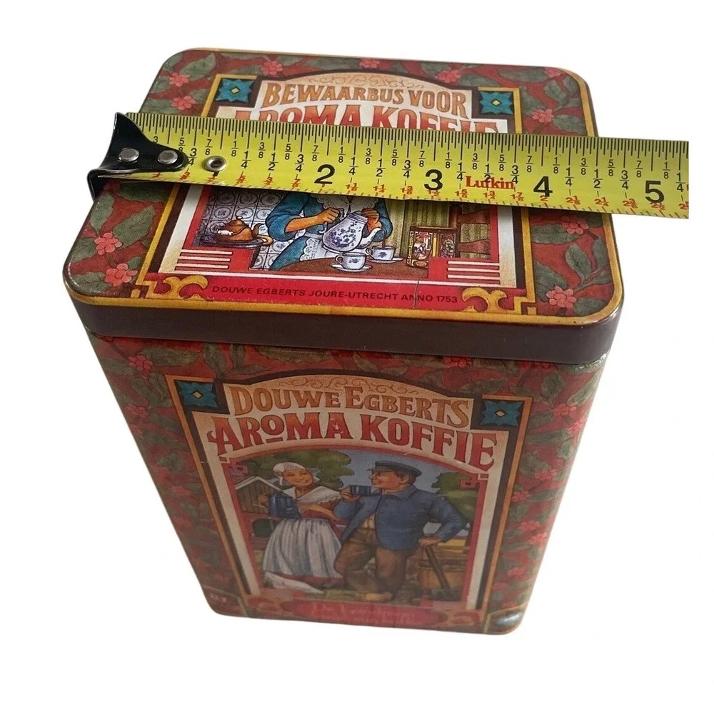 Vintage Douwe Egberts Aroma Koffie Tin De Landman Dutch Coffee Canister Blue Red